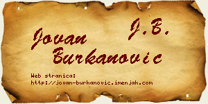 Jovan Burkanović vizit kartica